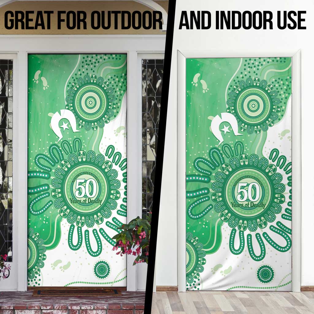 NAIDOC Week 2026 Door Cover 50 Years Deadly Dhari Green Aboriginal Art