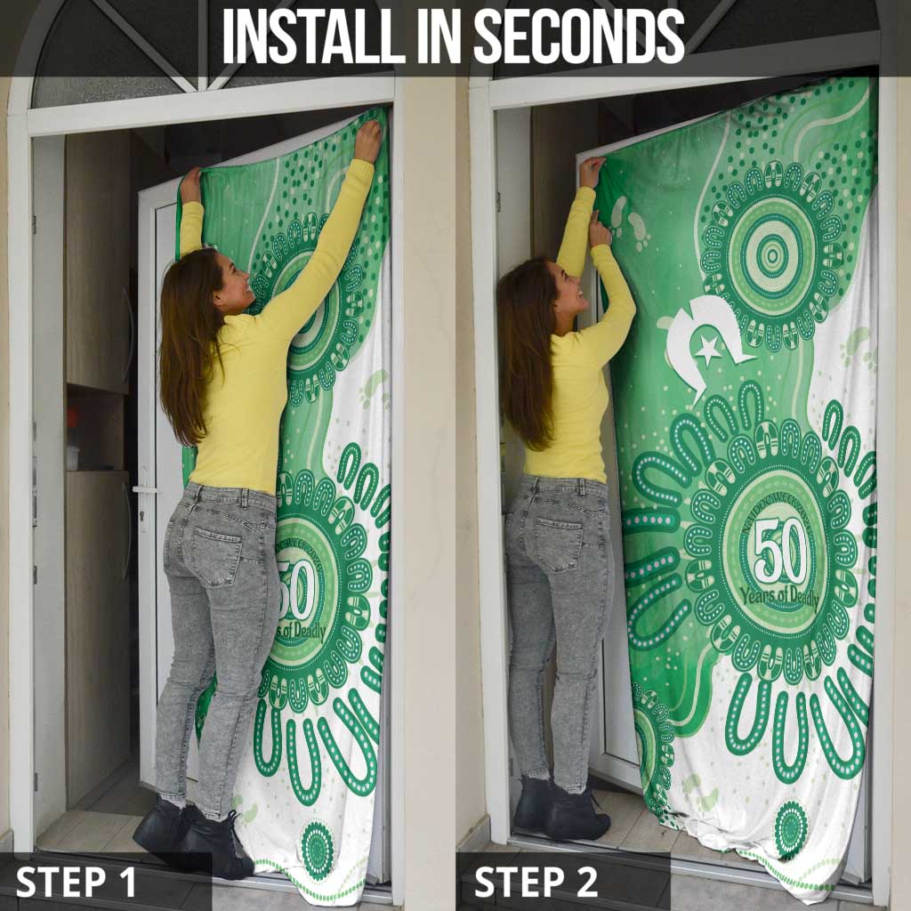 NAIDOC Week 2026 Door Cover 50 Years Deadly Dhari Green Aboriginal Art