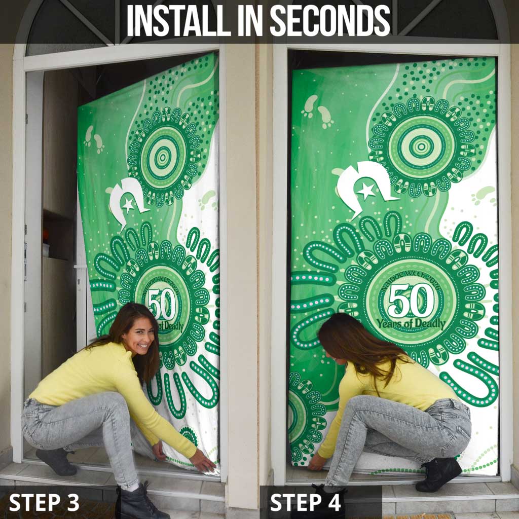 NAIDOC Week 2026 Door Cover 50 Years Deadly Dhari Green Aboriginal Art