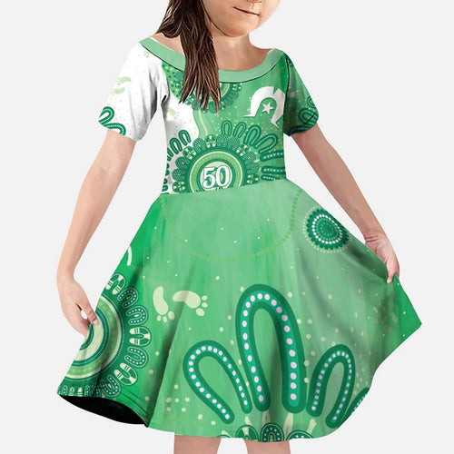 NAIDOC Week 2026 Family Matching Mermaid Dress and Hawaiian Shirt 50 Years Deadly Dhari Green Aboriginal Art