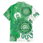 NAIDOC Week 2026 Family Matching Off Shoulder Maxi Dress and Hawaiian Shirt 50 Years Deadly Dhari Green Aboriginal Art