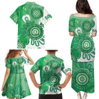 NAIDOC Week 2026 Family Matching Puletasi and Hawaiian Shirt 50 Years Deadly Dhari Green Aboriginal Art