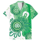 NAIDOC Week 2026 Family Matching Short Sleeve Bodycon Dress and Hawaiian Shirt 50 Years Deadly Dhari Green Aboriginal Art