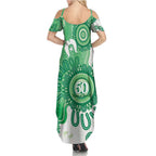 NAIDOC Week 2026 Family Matching Summer Maxi Dress and Hawaiian Shirt 50 Years Deadly Dhari Green Aboriginal Art