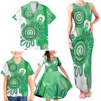 NAIDOC Week 2026 Family Matching Tank Maxi Dress and Hawaiian Shirt 50 Years Deadly Dhari Green Aboriginal Art