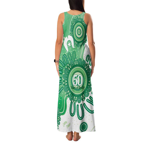 NAIDOC Week 2026 Family Matching Tank Maxi Dress and Hawaiian Shirt 50 Years Deadly Dhari Green Aboriginal Art
