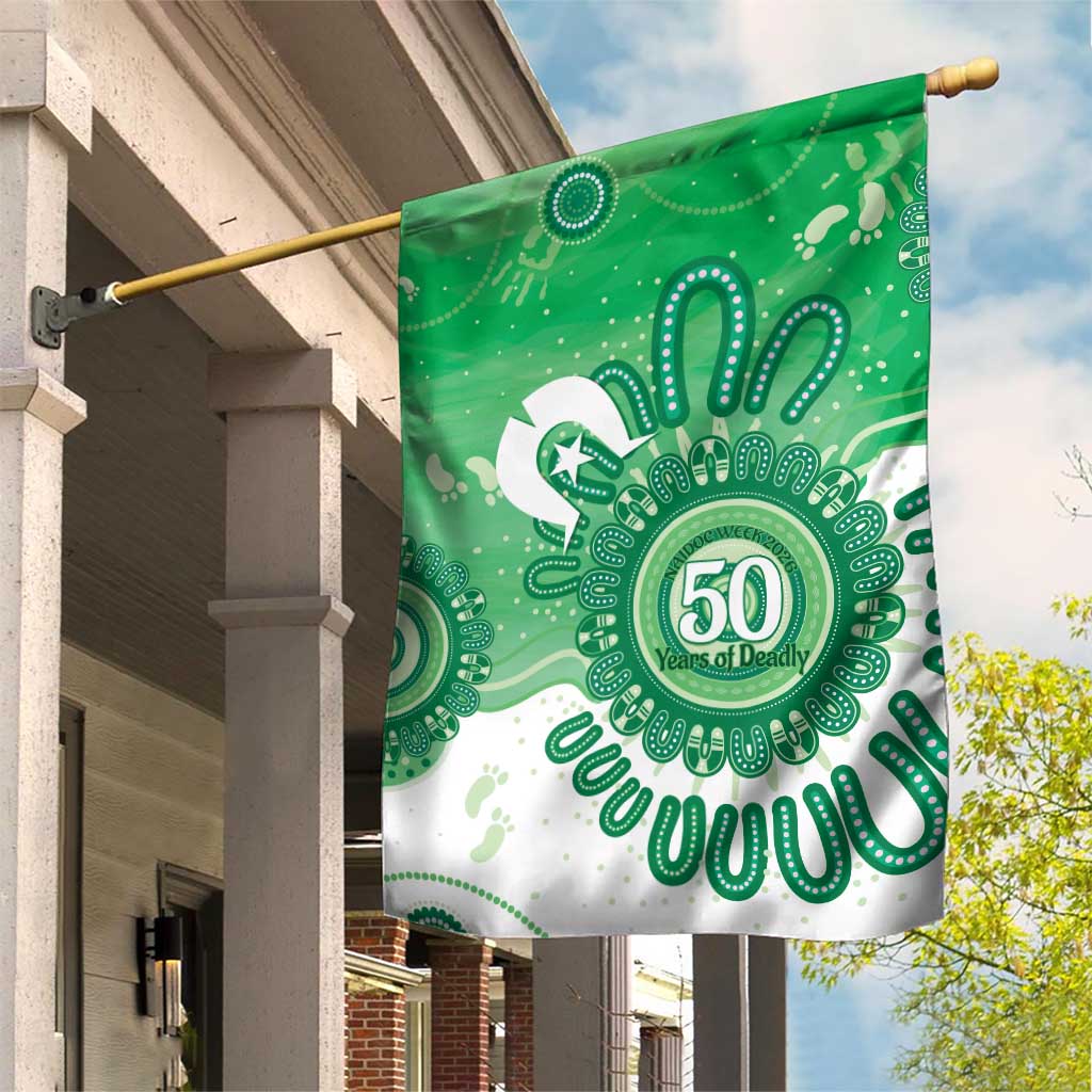 NAIDOC Week 2026 Garden Flag 50 Years Deadly Dhari Green Aboriginal Art