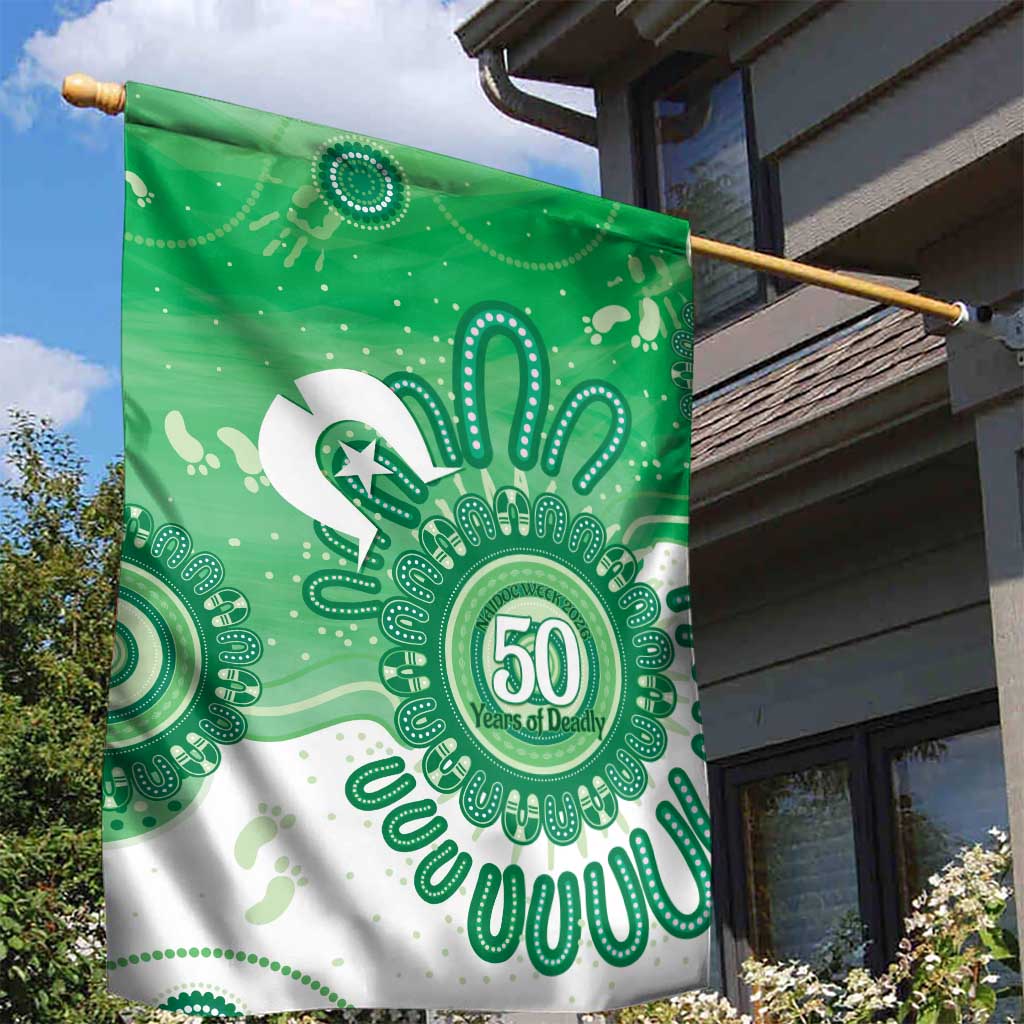 NAIDOC Week 2026 Garden Flag 50 Years Deadly Dhari Green Aboriginal Art