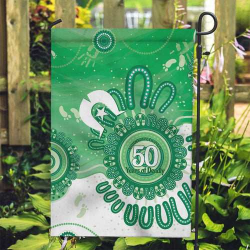NAIDOC Week 2026 Garden Flag 50 Years Deadly Dhari Green Aboriginal Art