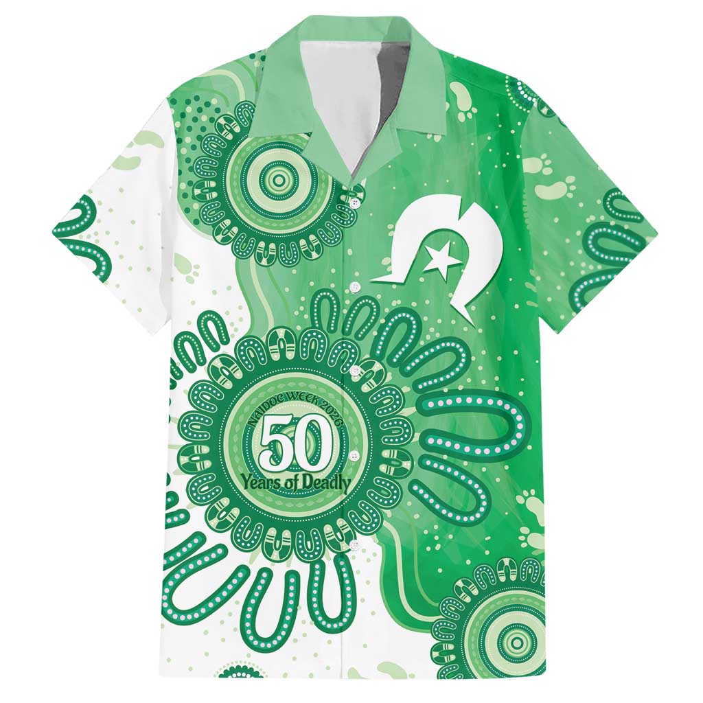 NAIDOC Week 2026 Hawaiian Shirt 50 Years Deadly Dhari Green Aboriginal Art