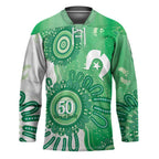 NAIDOC Week 2026 Hockey Jersey 50 Years Deadly Dhari Green Aboriginal Art