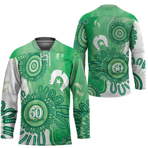 NAIDOC Week 2026 Hockey Jersey 50 Years Deadly Dhari Green Aboriginal Art