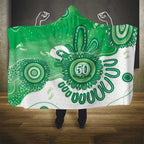NAIDOC Week 2026 Hooded Blanket 50 Years Deadly Dhari Green Aboriginal Art