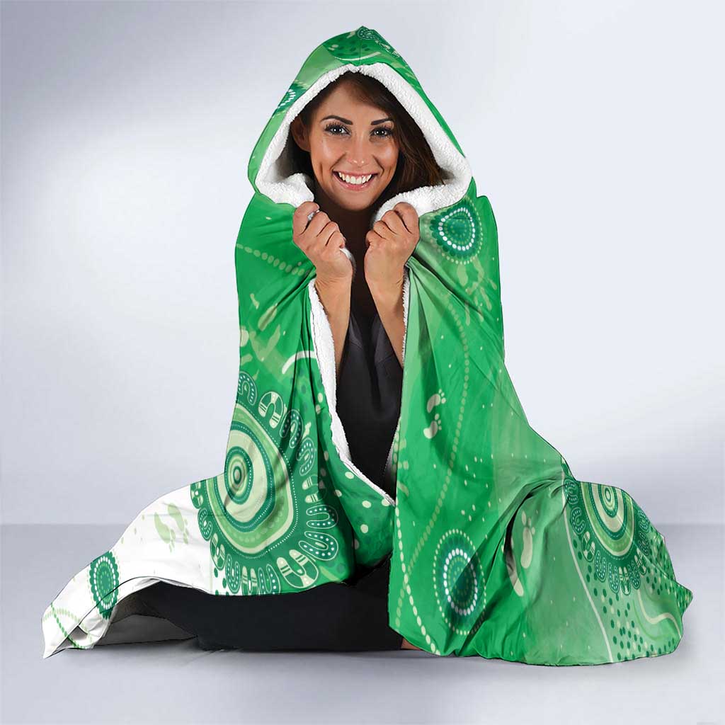 NAIDOC Week 2026 Hooded Blanket 50 Years Deadly Dhari Green Aboriginal Art