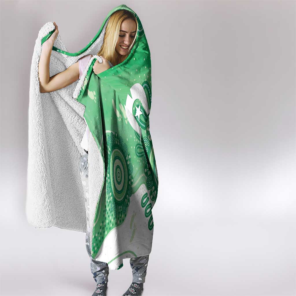 NAIDOC Week 2026 Hooded Blanket 50 Years Deadly Dhari Green Aboriginal Art