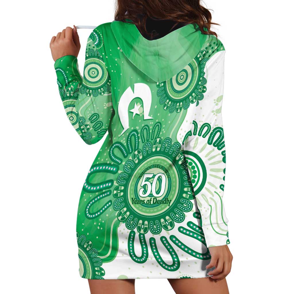 NAIDOC Week 2026 Hoodie Dress 50 Years Deadly Dhari Green Aboriginal Art
