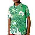 NAIDOC Week 2026 Kid Polo Shirt 50 Years Deadly Dhari Green Aboriginal Art