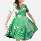 NAIDOC Week 2026 Kid Short Sleeve Dress 50 Years Deadly Dhari Green Aboriginal Art