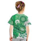 NAIDOC Week 2026 Kid T Shirt 50 Years Deadly Dhari Green Aboriginal Art