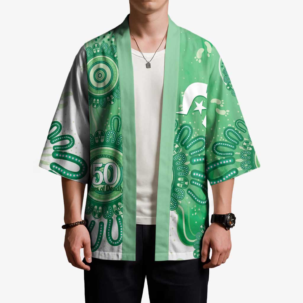 NAIDOC Week 2026 Kimono 50 Years Deadly Dhari Green Aboriginal Art