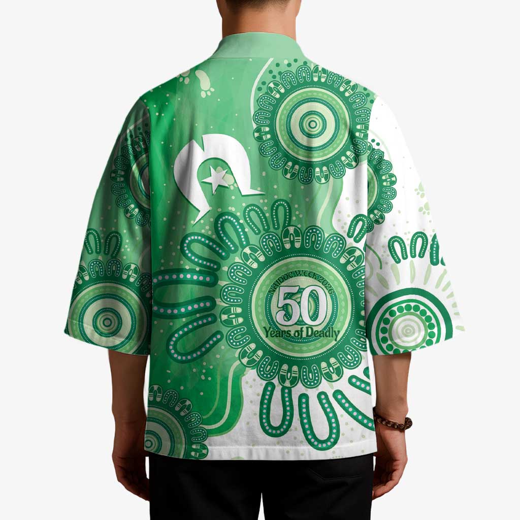 NAIDOC Week 2026 Kimono 50 Years Deadly Dhari Green Aboriginal Art