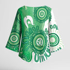 NAIDOC Week 2026 Kimono Sleeve Blouse 50 Years Deadly Dhari Green Aboriginal Art