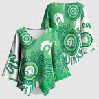 NAIDOC Week 2026 Kimono Sleeve Blouse 50 Years Deadly Dhari Green Aboriginal Art