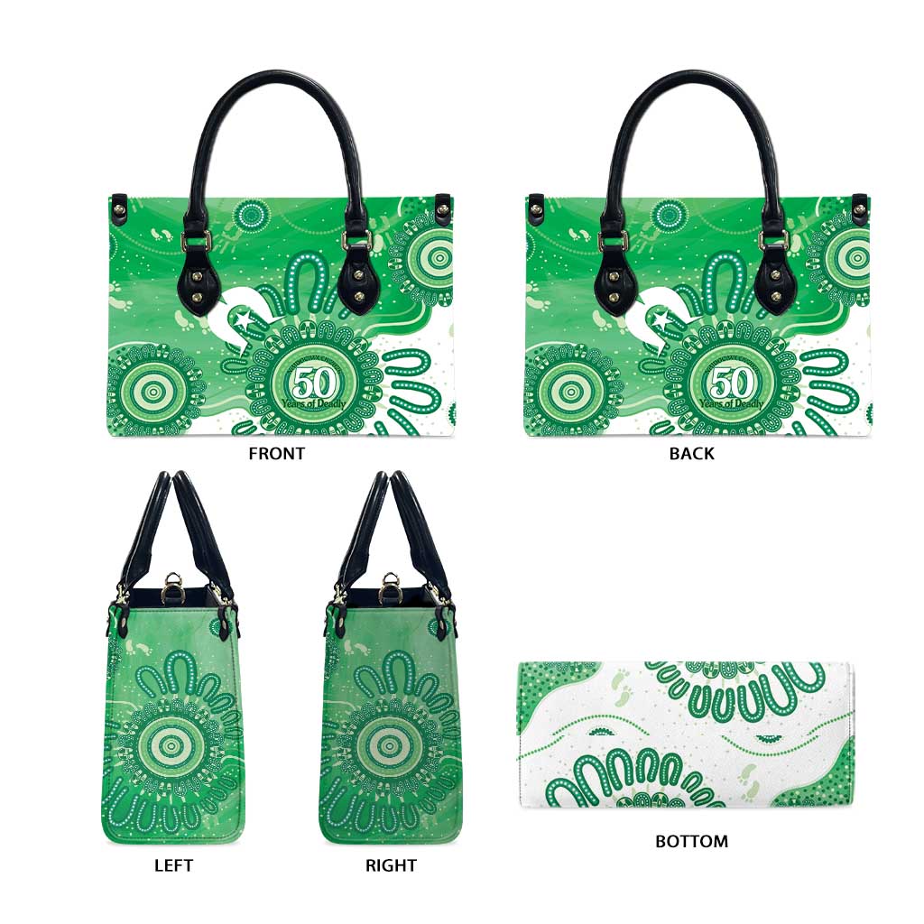NAIDOC Week 2026 Leather Bag 50 Years Deadly Dhari Green Aboriginal Art