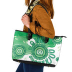 NAIDOC Week 2026 Leather Tote Bag 50 Years Deadly Dhari Green Aboriginal Art