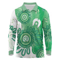 NAIDOC Week 2026 Long Sleeve Polo Shirt 50 Years Deadly Dhari Green Aboriginal Art