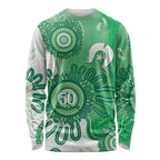 NAIDOC Week 2026 Long Sleeve Shirt 50 Years Deadly Dhari Green Aboriginal Art