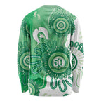 NAIDOC Week 2026 Long Sleeve Shirt 50 Years Deadly Dhari Green Aboriginal Art