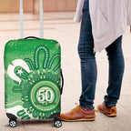 NAIDOC Week 2026 Luggage Cover 50 Years Deadly Dhari Green Aboriginal Art
