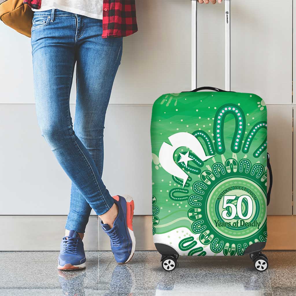 NAIDOC Week 2026 Luggage Cover 50 Years Deadly Dhari Green Aboriginal Art