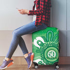 NAIDOC Week 2026 Luggage Cover 50 Years Deadly Dhari Green Aboriginal Art