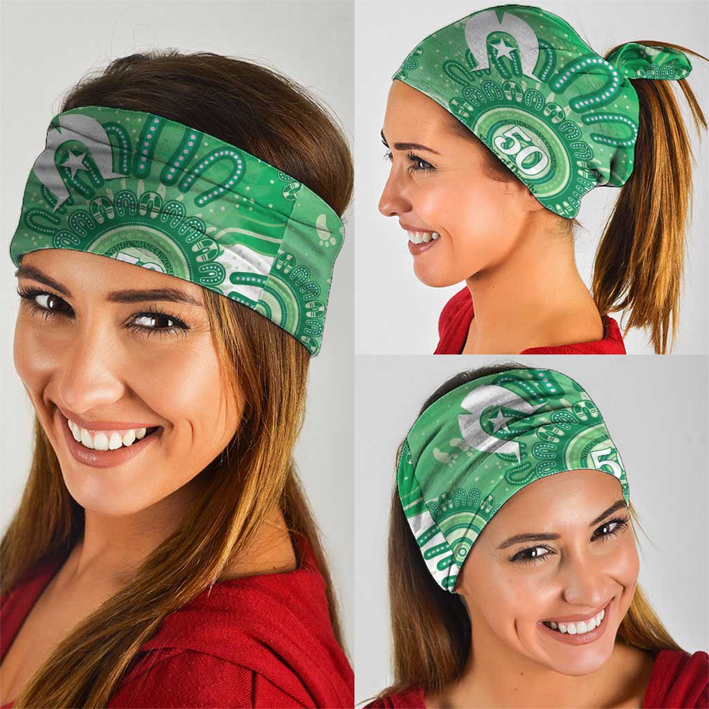 NAIDOC Week 2026 Neck Gaiter 50 Years Deadly Dhari Green Aboriginal Art