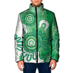 NAIDOC Week 2026 Padded Jacket 50 Years Deadly Dhari Green Aboriginal Art