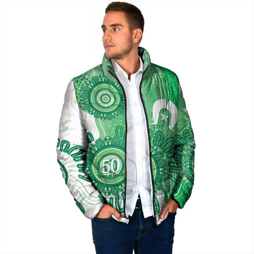 NAIDOC Week 2026 Padded Jacket 50 Years Deadly Dhari Green Aboriginal Art