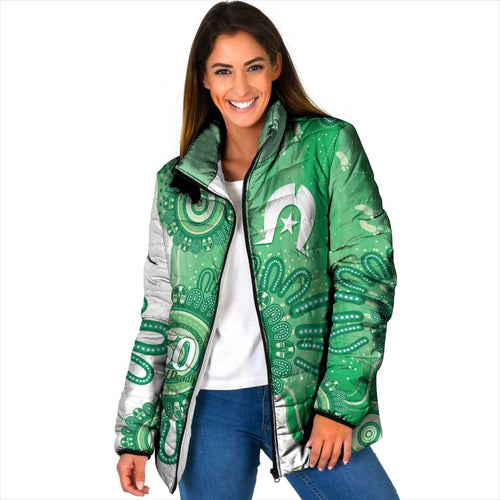 NAIDOC Week 2026 Padded Jacket 50 Years Deadly Dhari Green Aboriginal Art