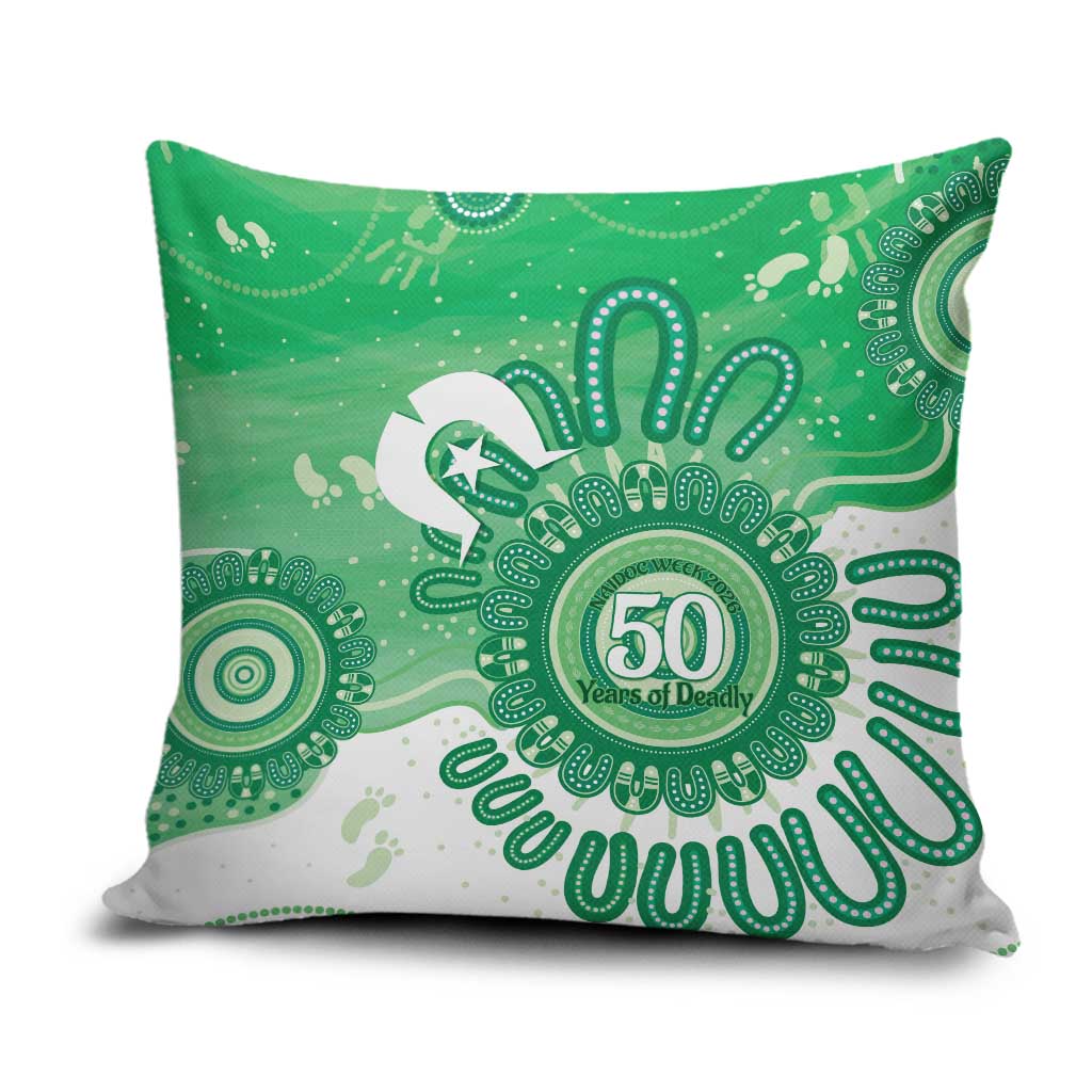 NAIDOC Week 2026 Pillow Cover 50 Years Deadly Dhari Green Aboriginal Art