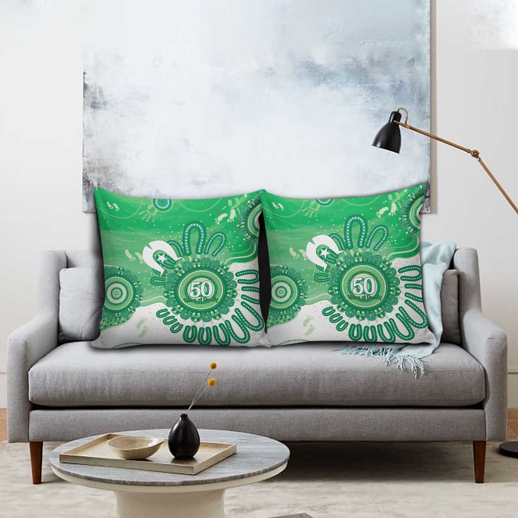 NAIDOC Week 2026 Pillow Cover 50 Years Deadly Dhari Green Aboriginal Art