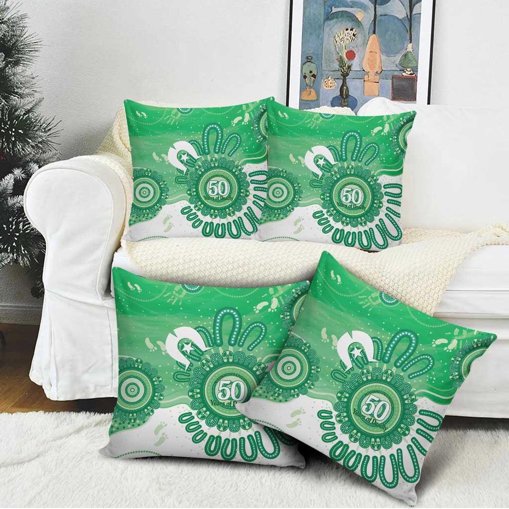 NAIDOC Week 2026 Pillow Cover 50 Years Deadly Dhari Green Aboriginal Art
