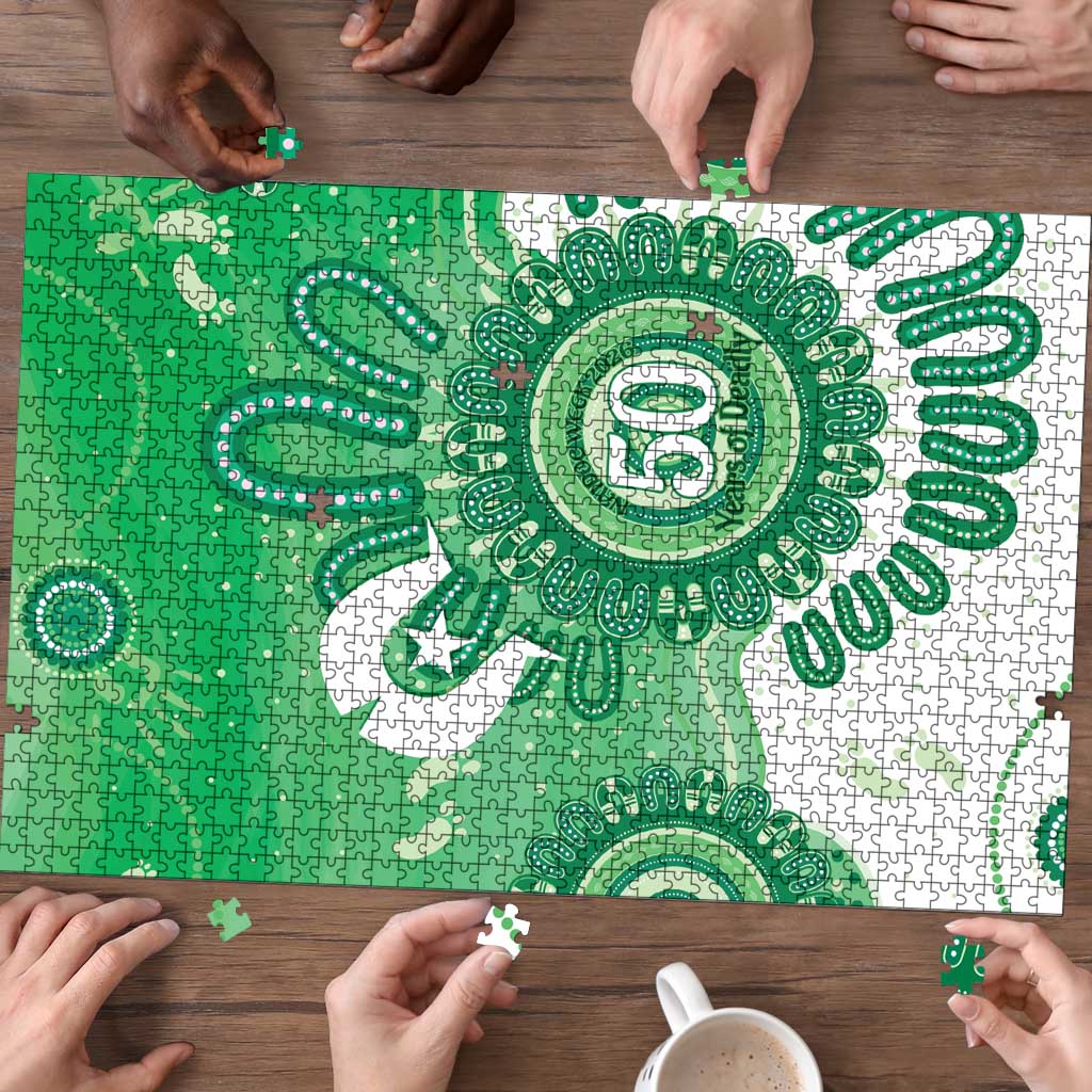 NAIDOC Week 2026 Puzzle 50 Years Deadly Dhari Green Aboriginal Art