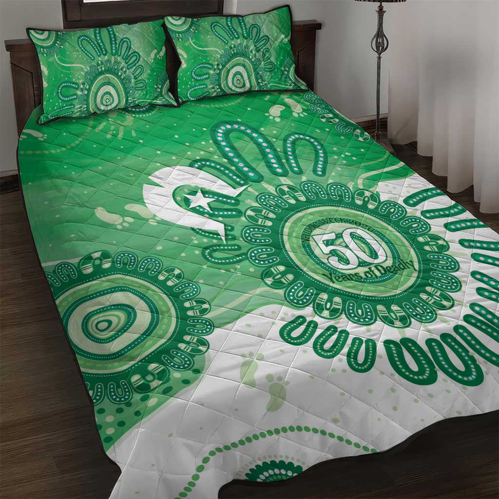 NAIDOC Week 2026 Quilt Bed Set 50 Years Deadly Dhari Green Aboriginal Art