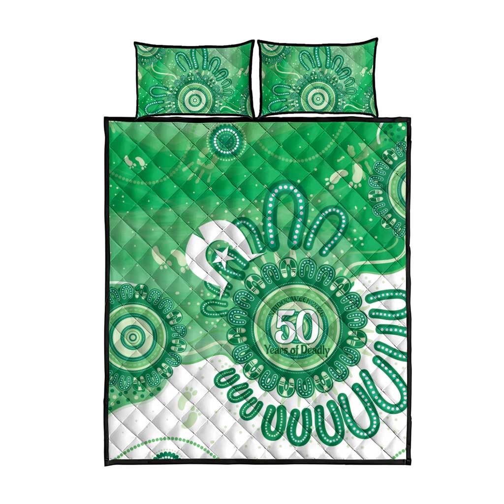 NAIDOC Week 2026 Quilt Bed Set 50 Years Deadly Dhari Green Aboriginal Art