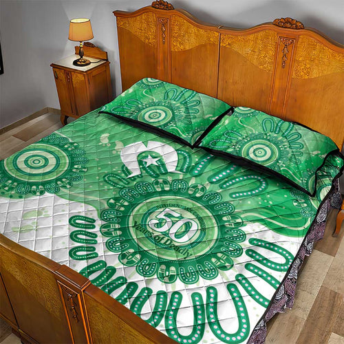 NAIDOC Week 2026 Quilt Bed Set 50 Years Deadly Dhari Green Aboriginal Art