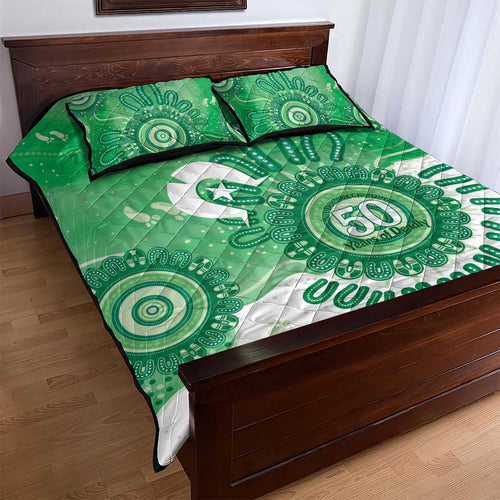 NAIDOC Week 2026 Quilt Bed Set 50 Years Deadly Dhari Green Aboriginal Art