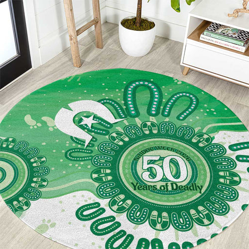 NAIDOC Week 2026 Round Carpet 50 Years Deadly Dhari Green Aboriginal Art