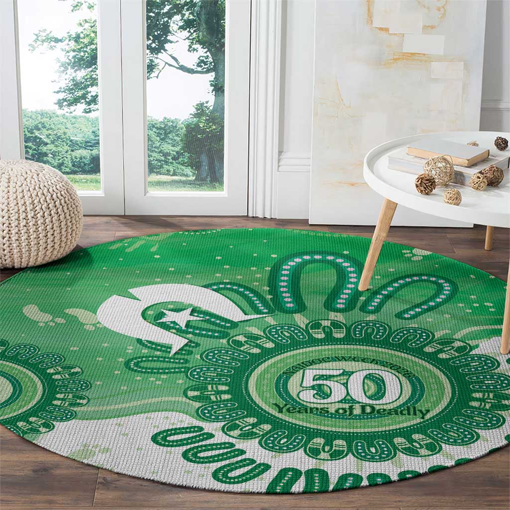 NAIDOC Week 2026 Round Carpet 50 Years Deadly Dhari Green Aboriginal Art
