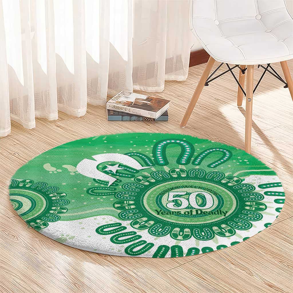 NAIDOC Week 2026 Round Carpet 50 Years Deadly Dhari Green Aboriginal Art